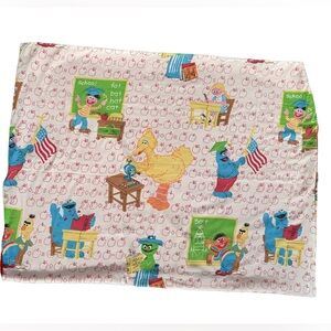 80s Vintage Sesame Street School Twin Duvet Cover Blue